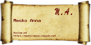 Mesko Anna névjegykártya